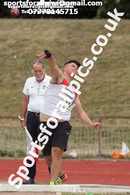Boys under-15s shot putt, 2018 Northern Under-17s/U-15s/U-13s Champs., Wavertree Athletics Centre, Liverpool. Photo: David T. Hewitson/Sports for All Pics
